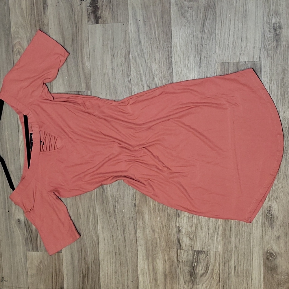 Coral pink spandex mini dress